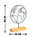 Decoratiune, World, 28x40x4 cm, Metal, Negru