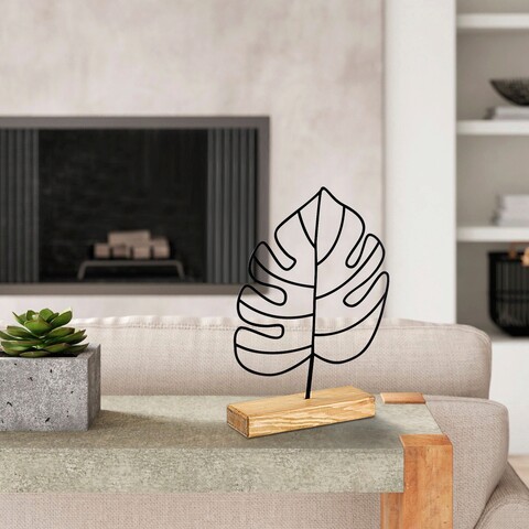 Decoratiune, Large Leaf, 30x41x4 cm, Metal, Negru
