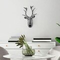 Decoratiune de perete, Bust of Deer, 26x38x17 cm, Poliester, Argintiu