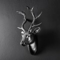 Decoratiune de perete, Bust of Deer, 26x38x17 cm, Poliester, Argintiu