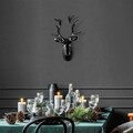 Decoratiune de perete, Bust of Deer, 26x38x17 cm, Poliester, Negru