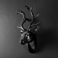 Decoratiune de perete, Bust of Deer, 26x38x17 cm, Poliester, Negru