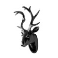 Decoratiune de perete, Bust of Deer, 26x38x17 cm, Poliester, Negru
