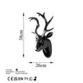 Decoratiune de perete, Bust of Deer, 26x38x17 cm, Poliester, Negru