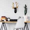Decoratiune de perete, Bust of Deer, 26x38x17 cm, Poliester, Aur/Negru