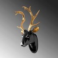 Decoratiune de perete, Bust of Deer, 26x38x17 cm, Poliester, Aur/Negru