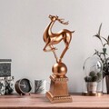 Decoratiune, Deer Pose, 15x57x21 cm, Poliester, Bronz