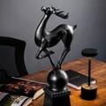 Decoratiune, Deer Pose, 15x57x21 cm, Poliester, Negru