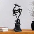 Decoratiune, Deer Pose, 15x57x21 cm, Poliester, Negru