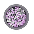 Piscina cu bile, Bubble Pop v1, 200 bile, Ø85 x 30 cm, bumbac/plastic, gri