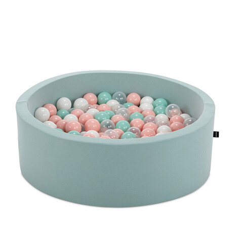 Piscina cu bile, Bubble Pop v2, 200 bile, Ø85 x 30 cm, bumbac/plastic, menta