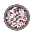 Piscina cu bile, Bubble Pop v3, 200 bile, Ø85 x 30 cm, bumbac/plastic, gri