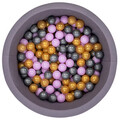 Piscina cu bile, Bubble Pops v8, 150 bile, Ø85 x 30 cm, bumbac/plastic, gri