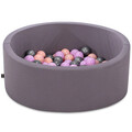 Piscina cu bile, Bubble Pops v9, 150 bile, Ø85 x 30 cm, bumbac/plastic, gri