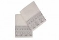 Set 2 prosoape de maini 50x90 cm, 100% bumbac, Soft Kiss, Elif, alb/mov