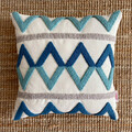Husa de perna, Bethany Tassel Punch Pillow Cover, 43x43 cm, Material: 20% in, 80% poliester, Turcoaz / Gri / Bleumarin
