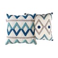 Set perne decorative	, Beach House Punch Pillow Set With İnsert, Turcoaz / Gri / Bleumarin