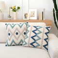 Set perne decorative	, Beach House Punch Pillow Set With İnsert, Turcoaz / Gri / Bleumarin