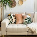 Set perne decorative	, Flores Punch Pillow Set With İnsert, Material: 20% in, 80% poliester, Muștar / Gri închis / Pudră / Roz / Verde / Verde de mare