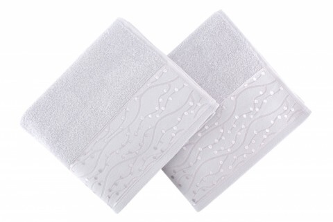 Set 2 prosoape de maini 50x90 cm, 100% bumbac, Soft Kiss, Tomurcuk , ecru