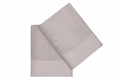 Set 2 prosoape de baie 90x150 cm, 100% bumbac, Saheser, Pıtırcık Light Grey