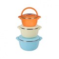 Set 3 caserole termice Belly blue, Art of Dining by Heinner, 2L/4L/6L, inox/polipropilena, multicolor
