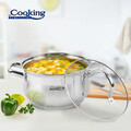 Semioala cu capac Amira, Cooking by Heinner, 22x12.5 cm, 4.7 L, inox/sticla, argintiu