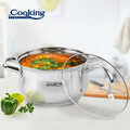 Semioala cu capac Amira, Cooking by Heinner, 24x13.5 cm, 6.1 L, inox/sticla, argintiu