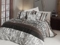 Lenjerie de pat dubla, 4 piese, amestec bumbac, Nazenin Home, Cheta Brown, alb/maro