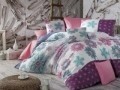 Lenjerie de pat dubla, 4 piese, amestec bumbac, Nazenin Home, Mery Pink, multicolora