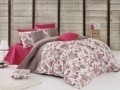 Lenjerie de pat pentru o persoana, 3 piese, 100% bumbac ranforce, Nazenin Home, Butterfly  Fuchsia, multicolora