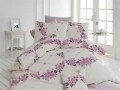 Lenjerie de pat pentru o persoana, 3 piese, 100% bumbac ranforce, Nazenin Home, Juilet Lilac, alb/roz