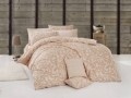 Lenjerie de pat pentru o persoana, 3 piese, 100% bumbac ranforce, Nazenin Home, Lillium, bej