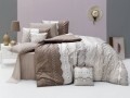 Lenjerie de pat dubla, 4 piese, 100% bumbac ranforce, Nazenin Home, Ekinoks Brown, bej/maro