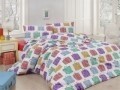 Lenjerie de pat dubla, 4 piese, 100% bumbac ranforce, Nazenin Home, Suitcase Color, multicolora