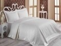 Set cuvertura de pat dubla, 3 piese, 60% bumbac si 40% poliester, Nazenin Home, Santana Cream