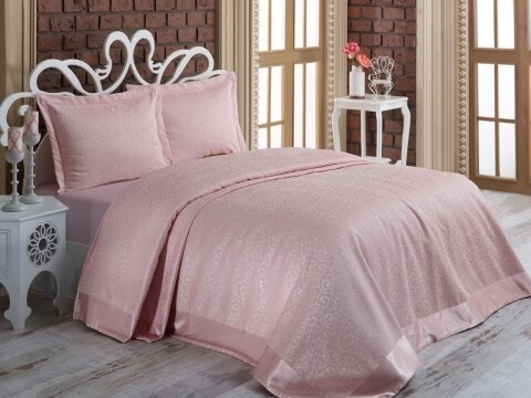 Set cuvertura de pat dubla, 3 piese, 60% bumbac si 40% poliester, Nazenin Home, Santana Powder