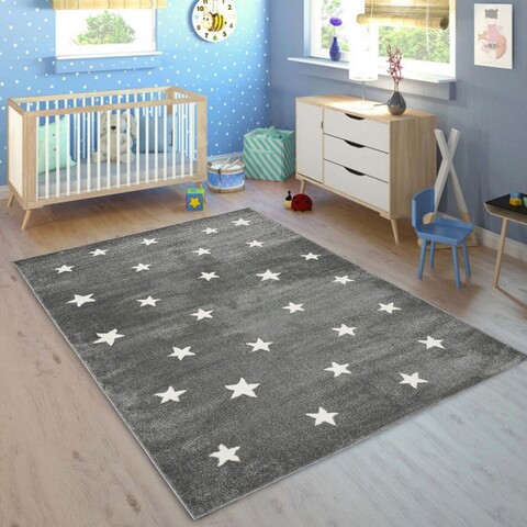 Covor, Küçük Yıldız, 100x150 cm, Polipropilena, Gri/Alb