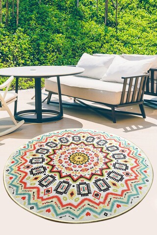 Covor, Mandala Balkon , 50% catifea/50% poliester, Multicolor