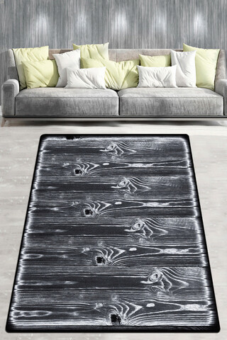 Covor, Laminate Djt, 80x100 cm, Poliester, Alb/Negru