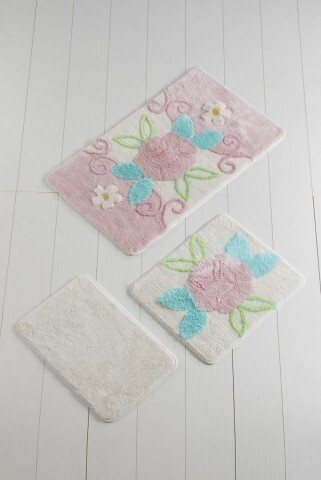 Set 3 covorase de baie, Chilai, Garden - Pink