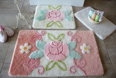 Set 3 covorase de baie, Chilai, Garden - Salmon