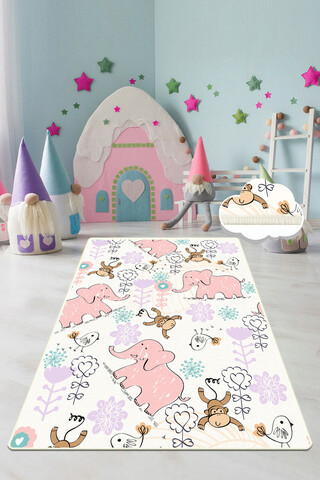 Covor, Pink Elephant, Poliester, Multicolor