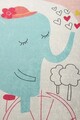 Covor, Elephants Bike, 140x190 cm, Catifea, Multicolor
