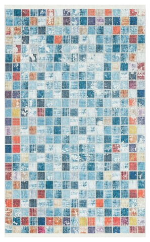 Covor, Sno 204, 80x150 cm, 100% Bumbac/Poliester, Albastru