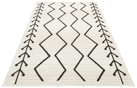 Covor, Zm 02 Cream Black , 80x300 cm, Polipropilena, Multicolor