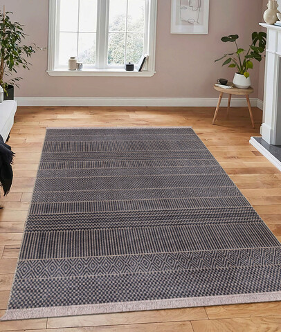 Covor, 23041A , 60x100 cm, 100% Iuta/tesatura chenille, Antracit