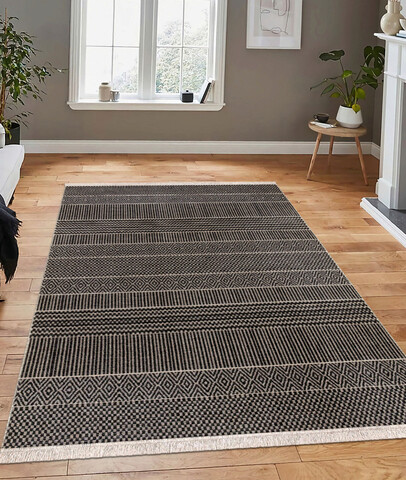 Covor, 23041A , 80x150 cm, 100% Iuta/tesatura chenille, Gri inchis