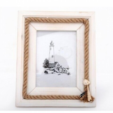 Sealife képkeret, Bedora, 23 x 28 cm, fa / juta / üveg, természet / bézs