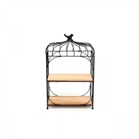 Suport cu 2 sertare Bird Cage, Bedora, 30x48x15 cm, lemn/metal, natur/negru